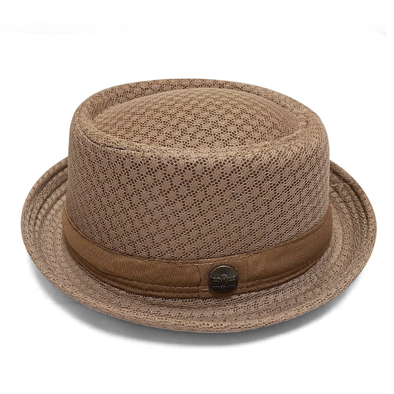 Men's Breathable Mesh Sun Hat – British-Style Fedora/Jazz Hat – Stylish Beach Hat with Sun Protection (Spring/Summer)