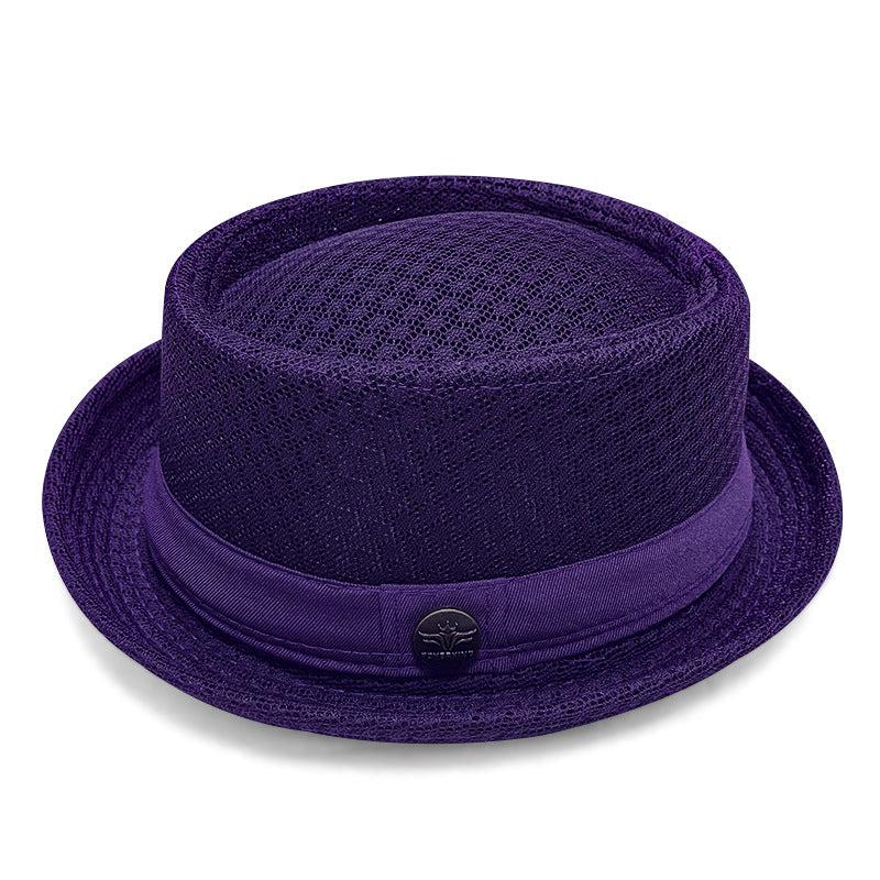 Men's Breathable Mesh Sun Hat – British-Style Fedora/Jazz Hat – Stylish Beach Hat with Sun Protection (Spring/Summer)