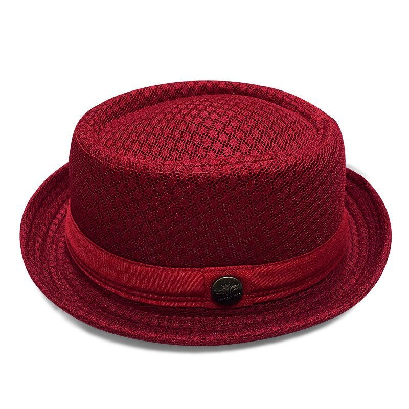 Men's Breathable Mesh Sun Hat – British-Style Fedora/Jazz Hat – Stylish Beach Hat with Sun Protection (Spring/Summer)