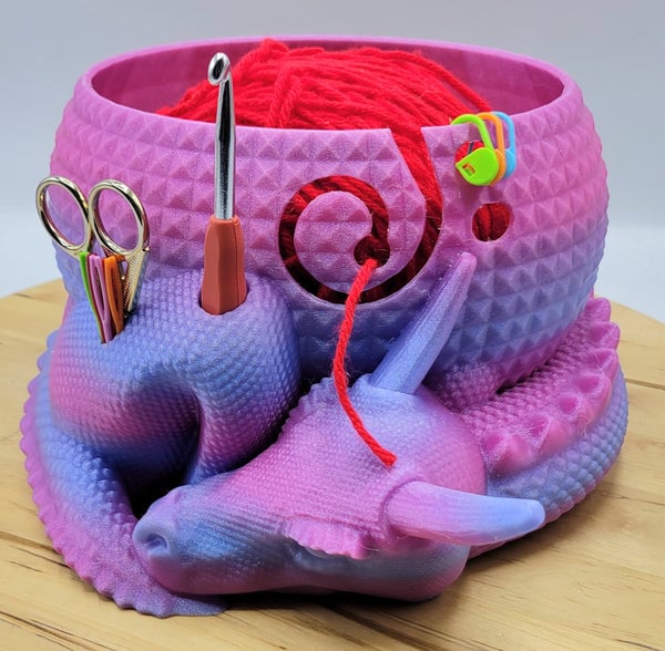 Large Fantasy Dragon and Egg Fantasy Bowl Knitting or Crochet Bowl- Buy two and get free shipping