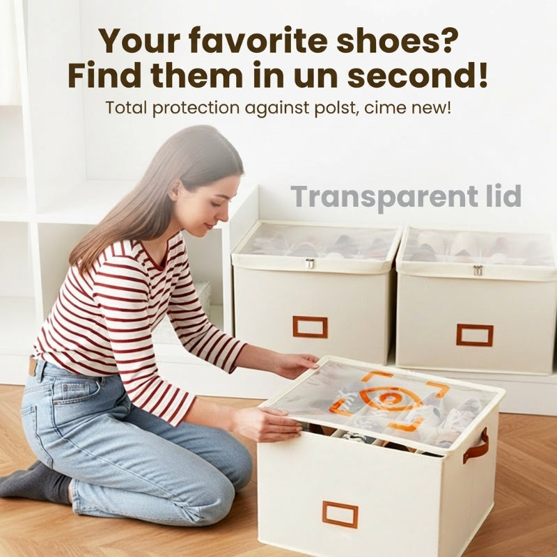 Fabric Shoe Organizer Storage Box👟– Foldable Design, Large Capacity, Dustproof & Breathable, Space-Saving for Closet & Bedroom 🧺