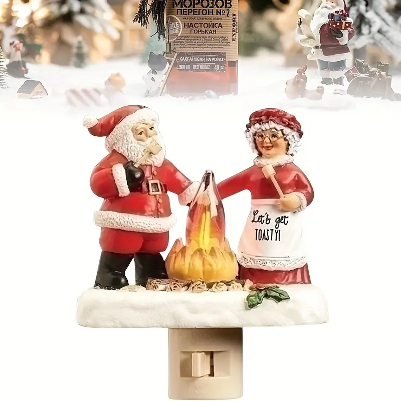 🎅🔥Christmas Santa and Mrs. Claus Campfire Nightlight