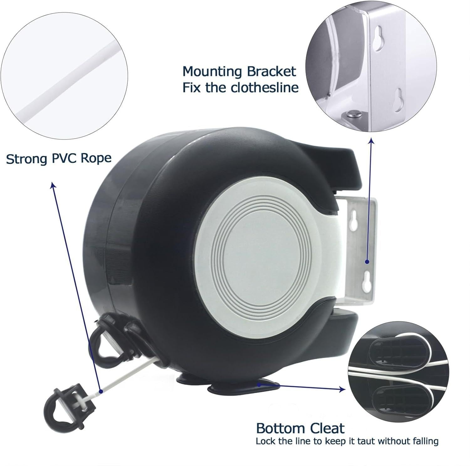 Invisible retractable clothesline with double line