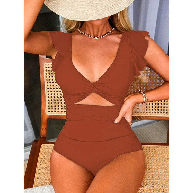 Sexy Ruffled One-Piece Swimsuit – Ruffle Detail, Tummy Control & Vibrant Colors 🌊