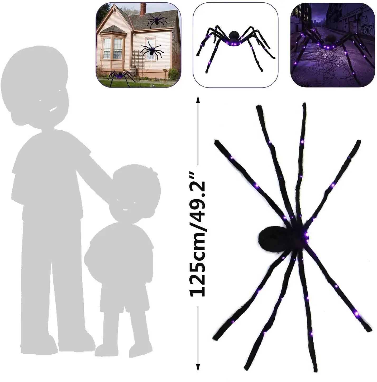💥500CM Spider web Halloween Decorations Glowing Spider