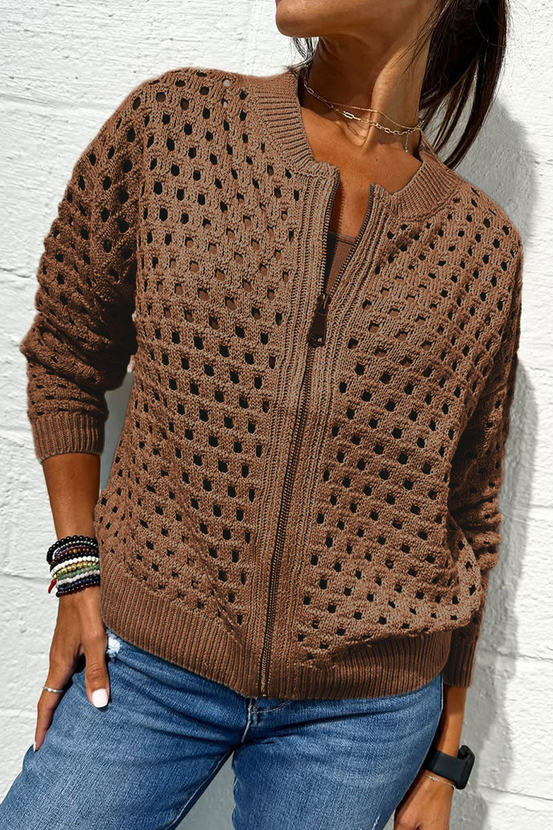 ✨Women's Hollow Knit Zipper Jacket