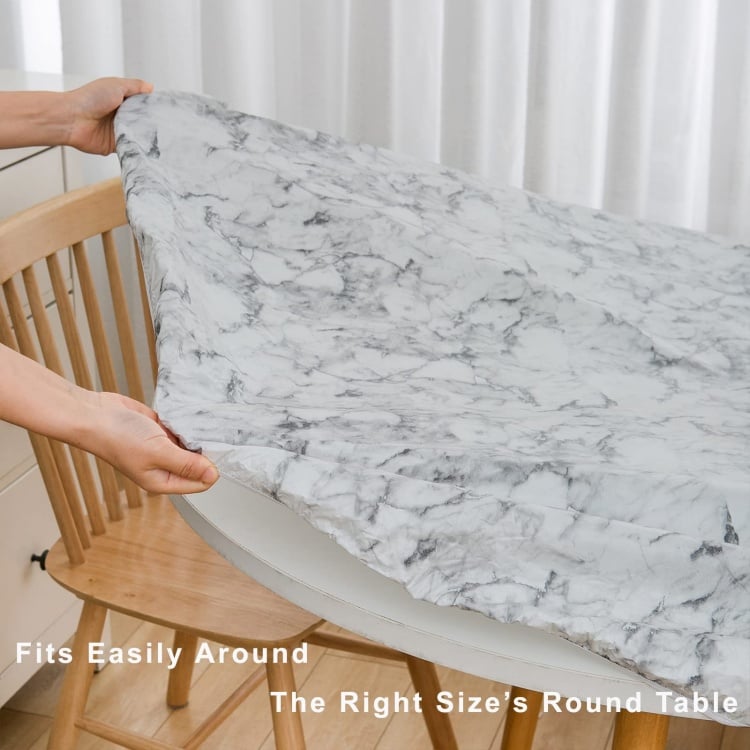 Round Fitted Vinyl Tablecloth with Flannel Backing
