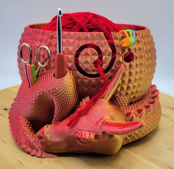 Large Fantasy Dragon and Egg Fantasy Bowl Knitting or Crochet Bowl- Buy two and get free shipping