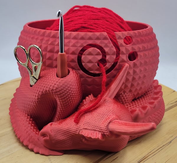Large Fantasy Dragon and Egg Fantasy Bowl Knitting or Crochet Bowl- Buy two and get free shipping