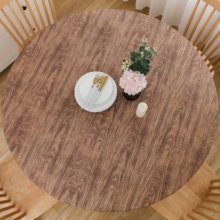 Round Fitted Vinyl Tablecloth with Flannel Backing