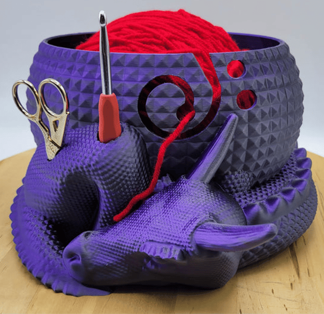 Large Fantasy Dragon and Egg Fantasy Bowl Knitting or Crochet Bowl- Buy two and get free shipping