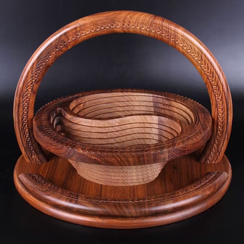 🔥-Handmade wood carving fruit plate