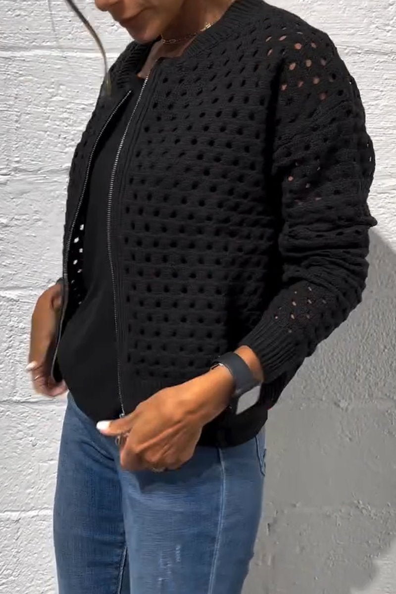 ✨Women's Hollow Knit Zipper Jacket