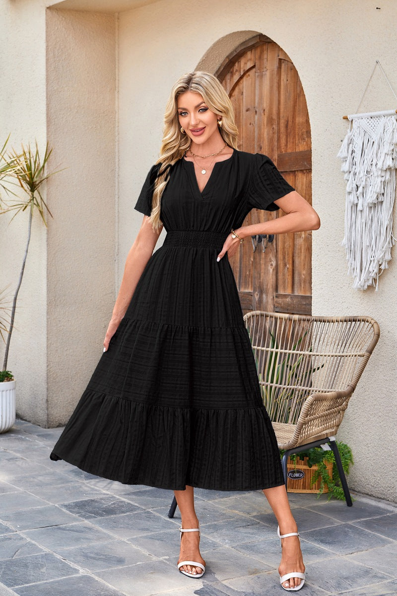 💕Women's Boho Chic Smocked Waist Maxi Dress
