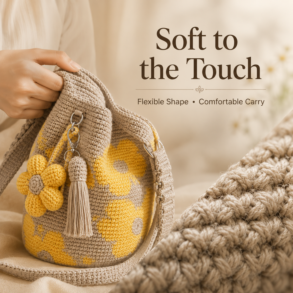 Handmade Crochet Flower Tote Bag