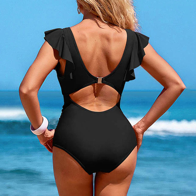 Sexy Ruffled One-Piece Swimsuit – Ruffle Detail, Tummy Control & Vibrant Colors 🌊
