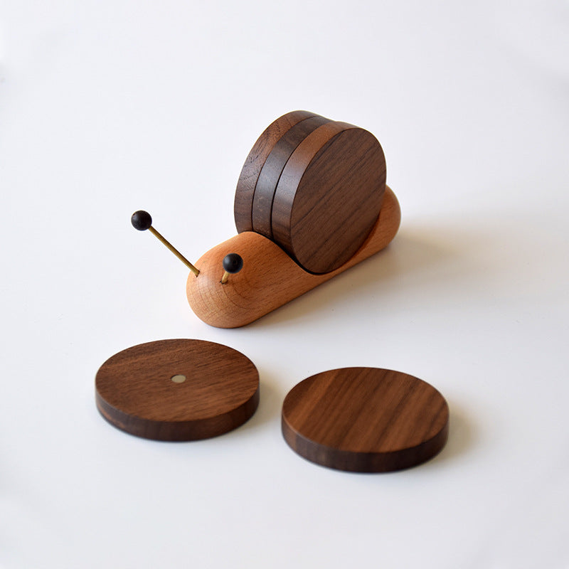 Wooden Snail Coaster Set