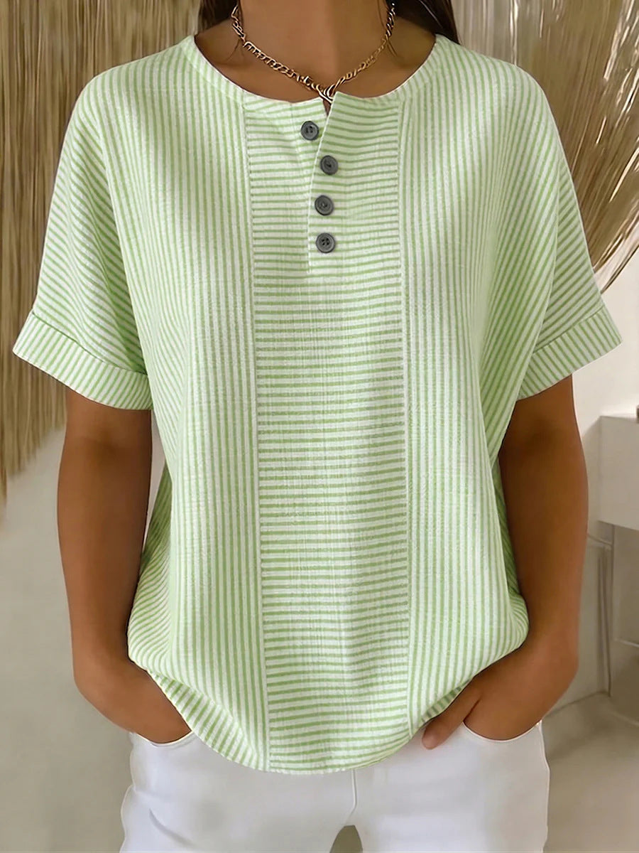 Round Neck Short Sleeve Blouse