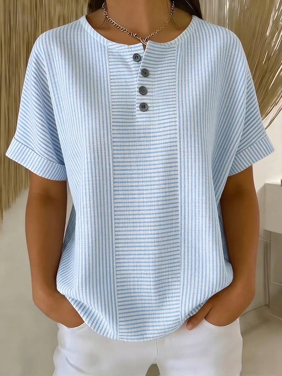 Round Neck Short Sleeve Blouse