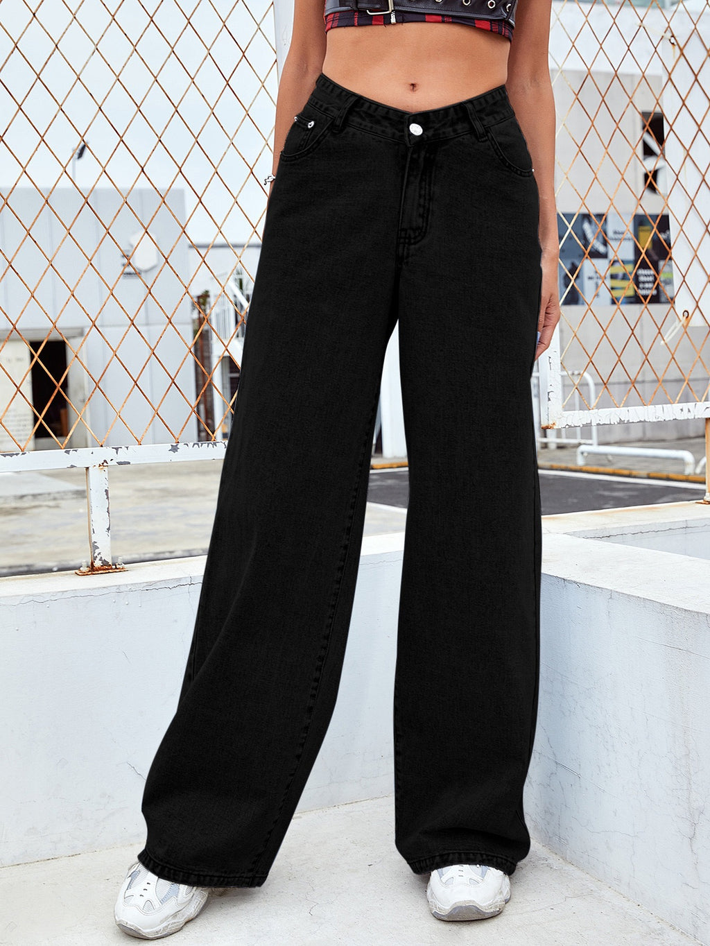 🔥Casual High Waist Multi-Pocket Wide Leg Stretchy Jeans
