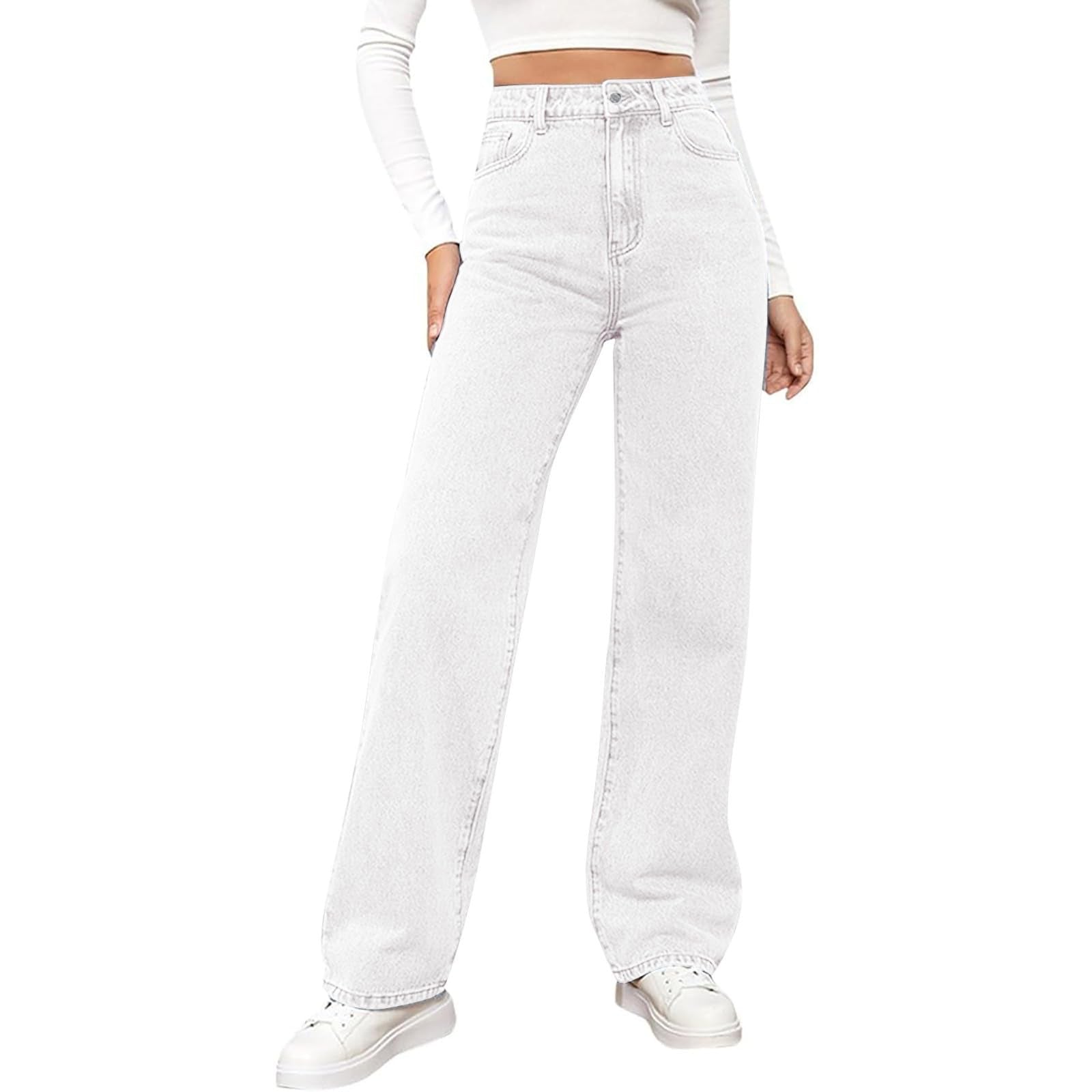 🔥Casual High Waist Multi-Pocket Wide Leg Stretchy Jeans