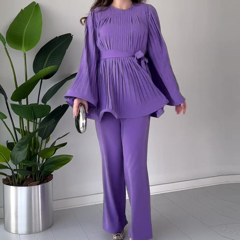 Pleated Two-Piece Set