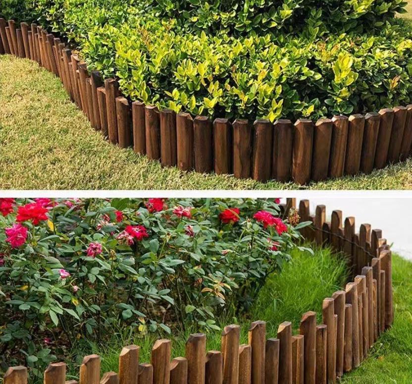 Garden Short Wood Fence Outdoor Decorative Wooden Landscape Edging Border