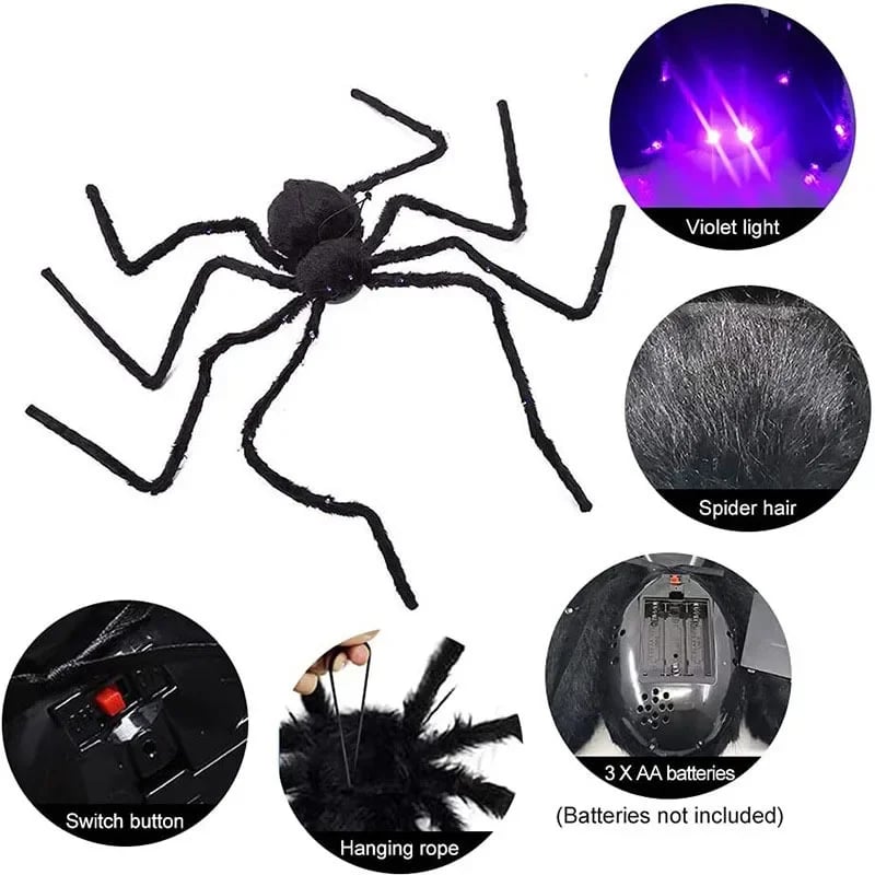 💥500CM Spider web Halloween Decorations Glowing Spider