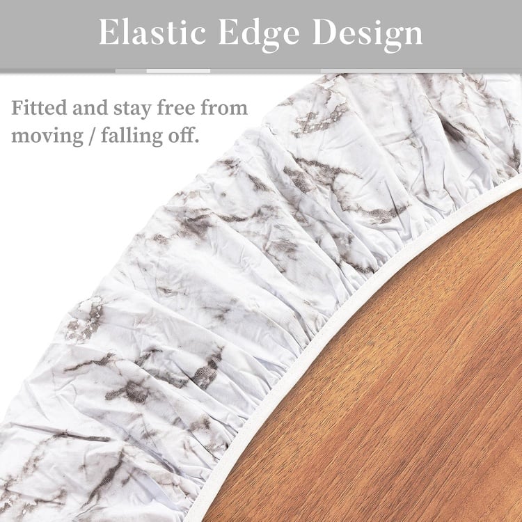 Round Fitted Vinyl Tablecloth with Flannel Backing
