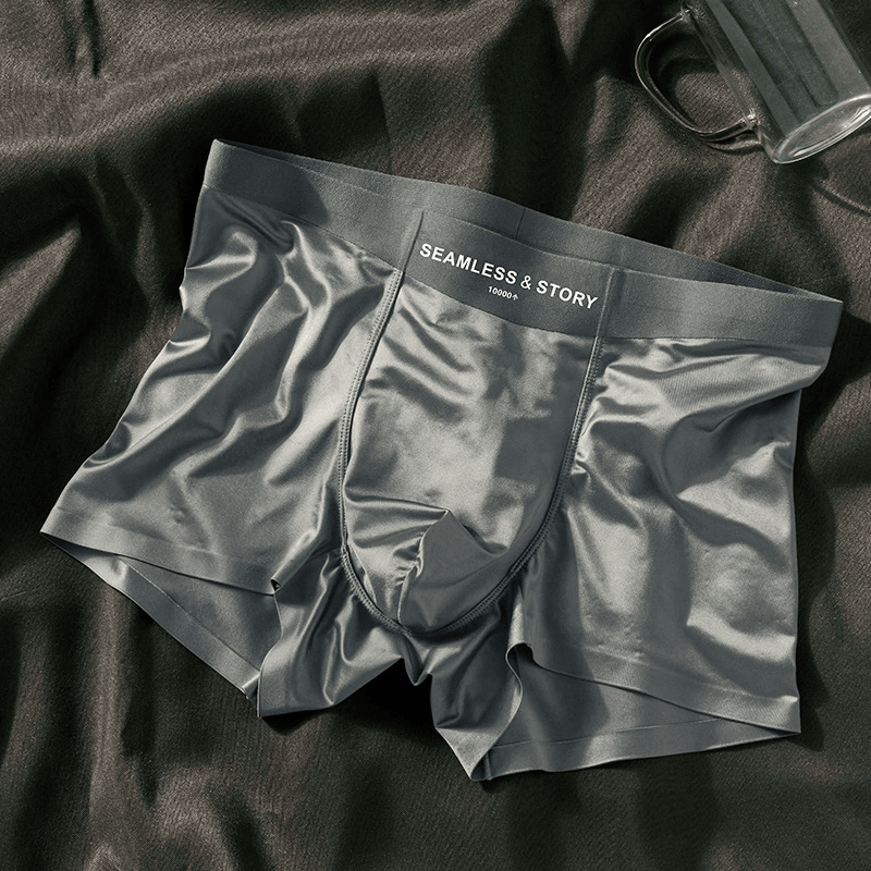Elegant Silk Men's Ice Silk Underwear Mulberry Silk Antimicrobial Men's Boxer Briefs