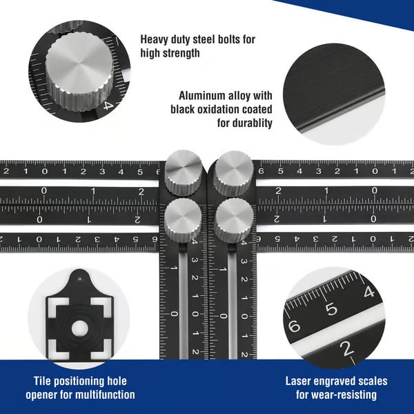 6-Sided Foldable Multi Angle Measuring Ruler