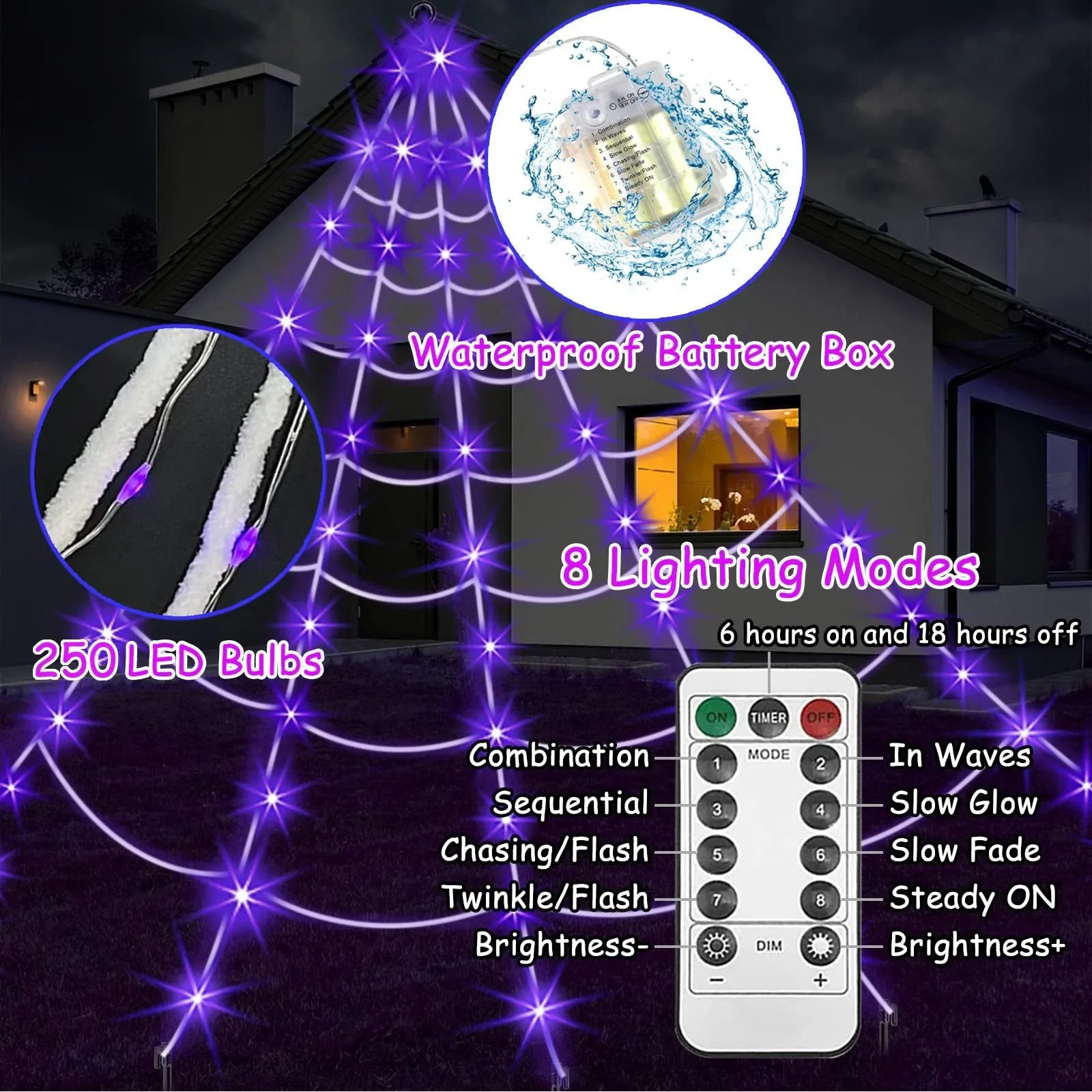 💥500CM Spider web Halloween Decorations Glowing Spider