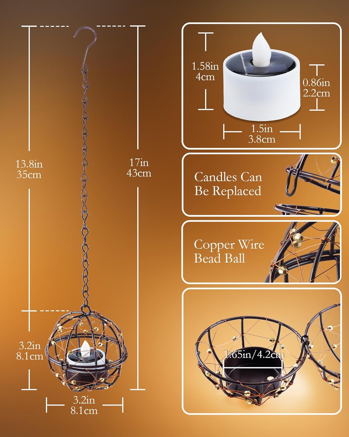 🌙 Solar Hanging Tea Light Lanterns – Add Sparkle to Your Evenings