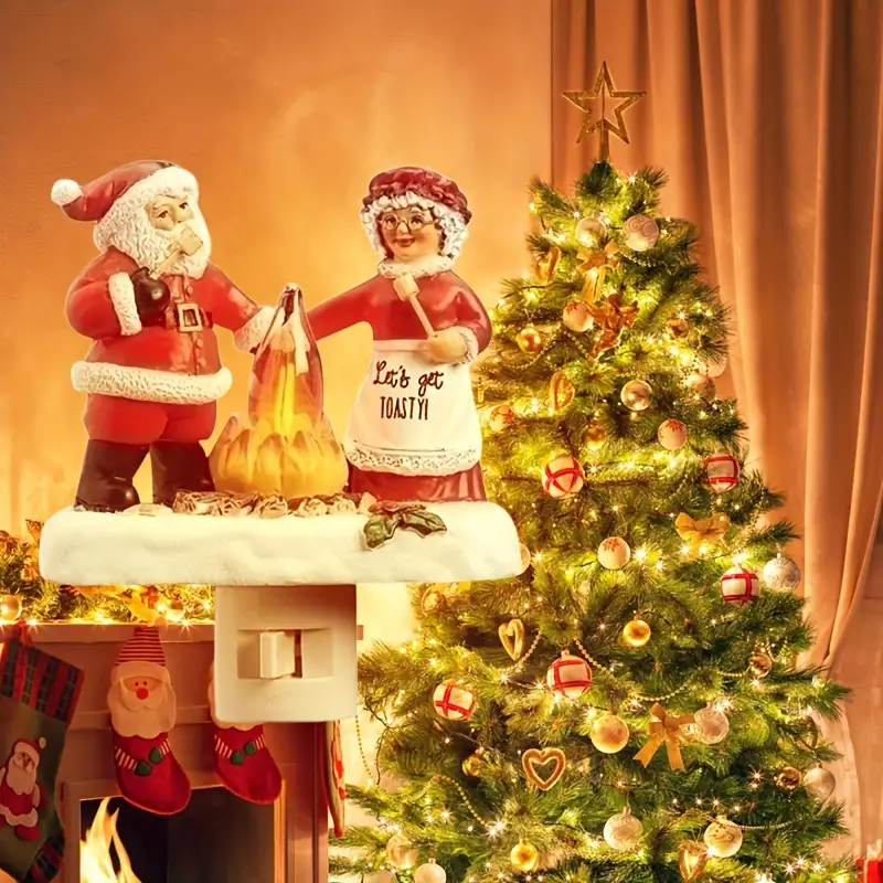 🎅🔥Christmas Santa and Mrs. Claus Campfire Nightlight