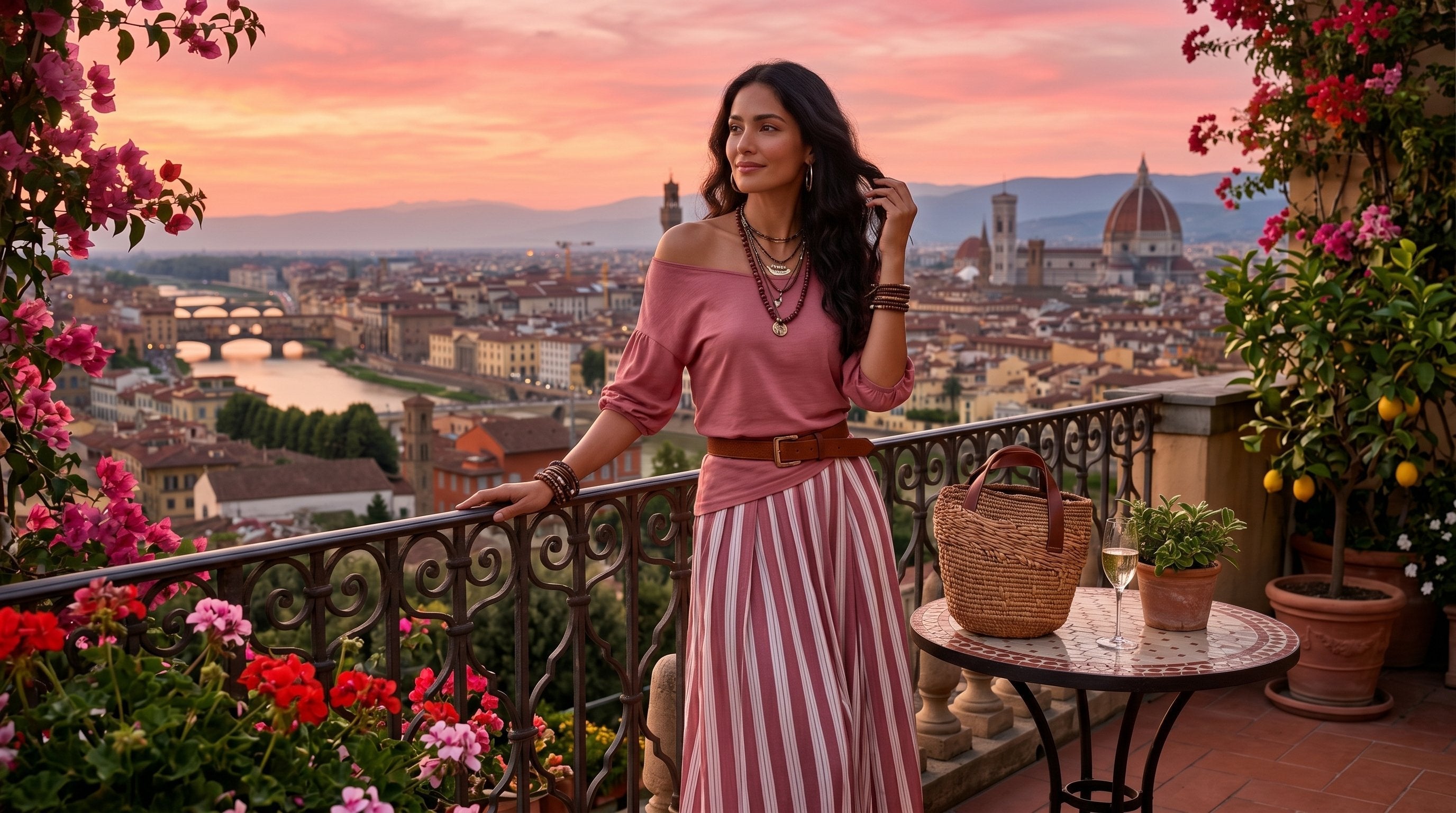 Striped Maxi Skirt Set