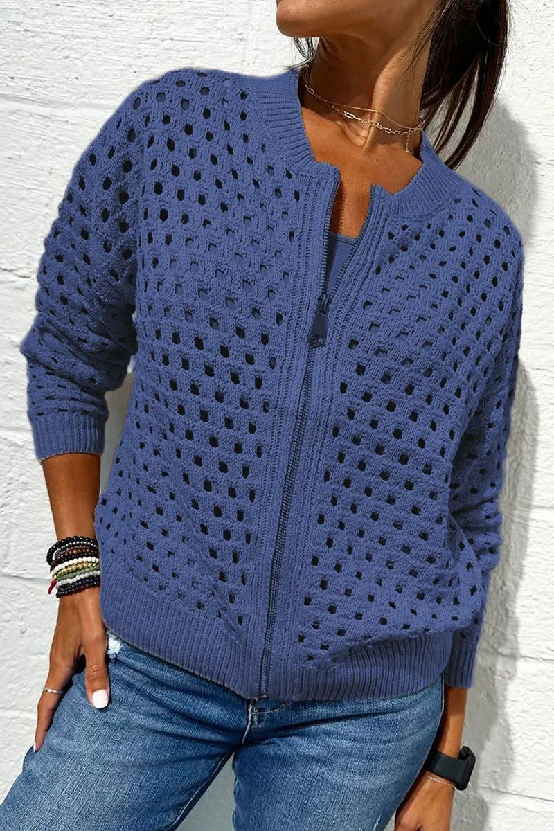 ✨Women's Hollow Knit Zipper Jacket