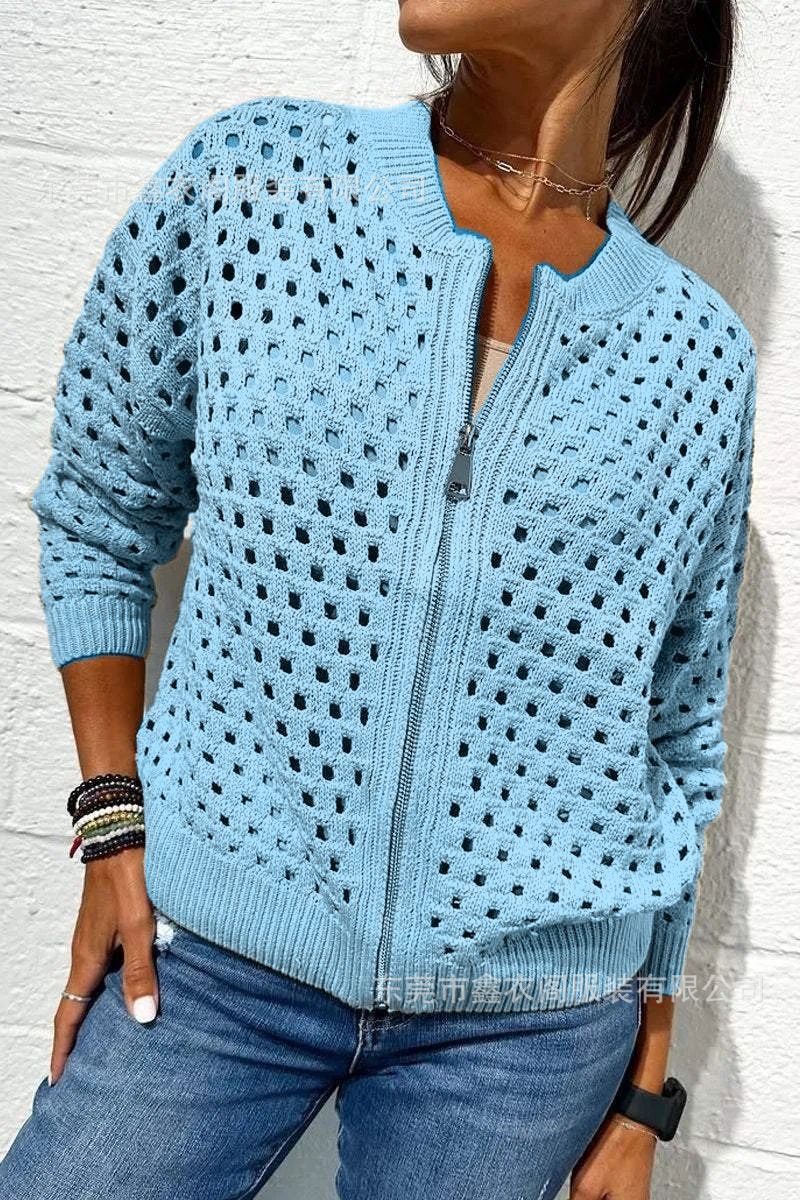 ✨Women's Hollow Knit Zipper Jacket