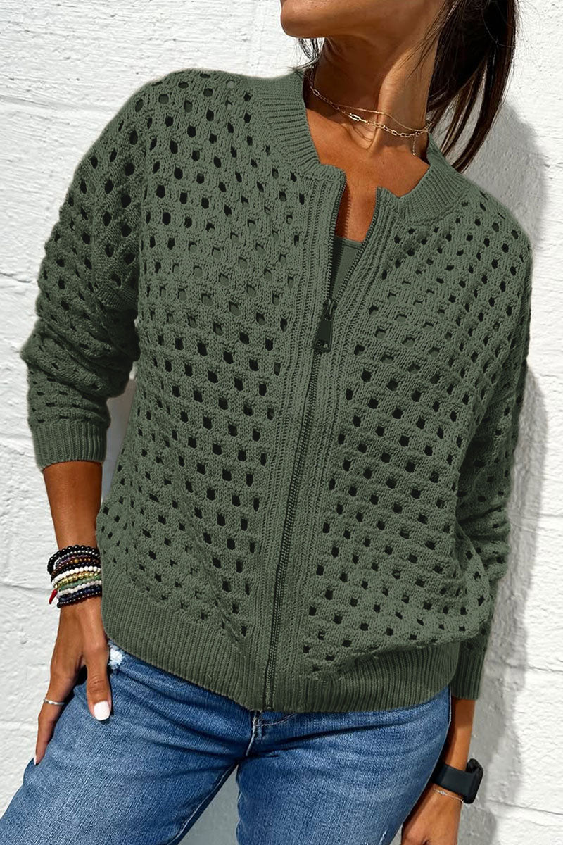 ✨Women's Hollow Knit Zipper Jacket
