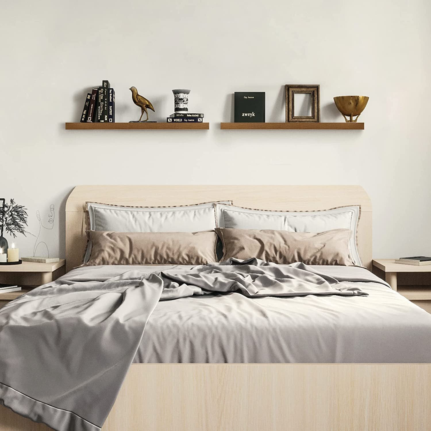European Handmade Two-Piece Floating Shelves Solid Wood Wall Hanging Shelves