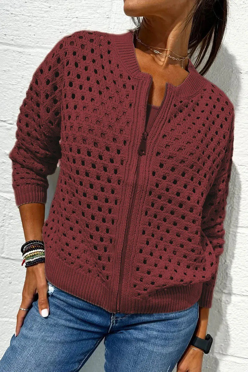 ✨Women's Hollow Knit Zipper Jacket