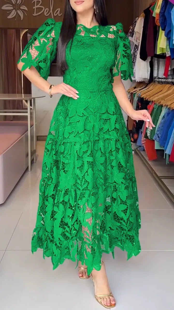 WOMEN'S ROUND NECK HOLLOW DRESS