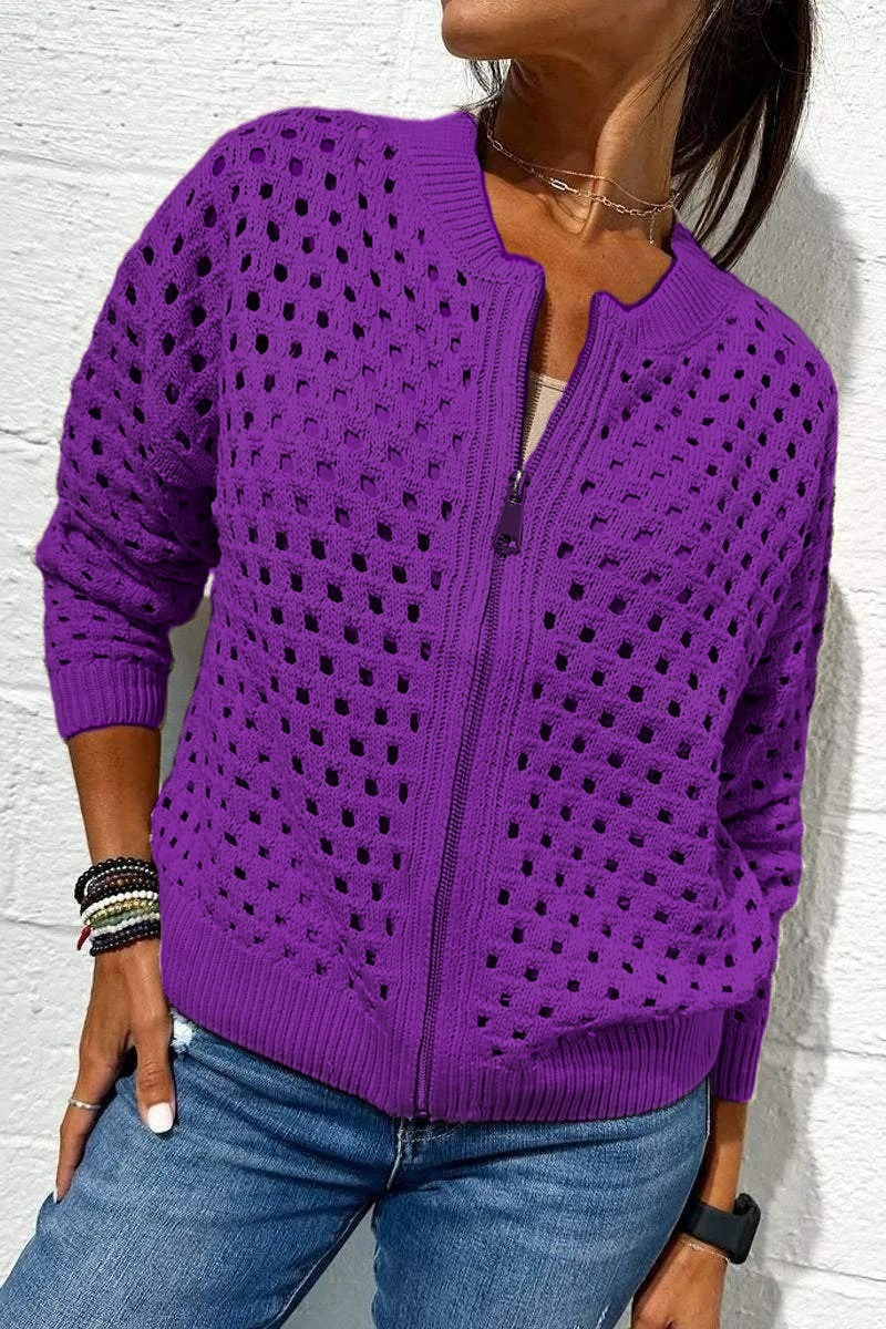 ✨Women's Hollow Knit Zipper Jacket