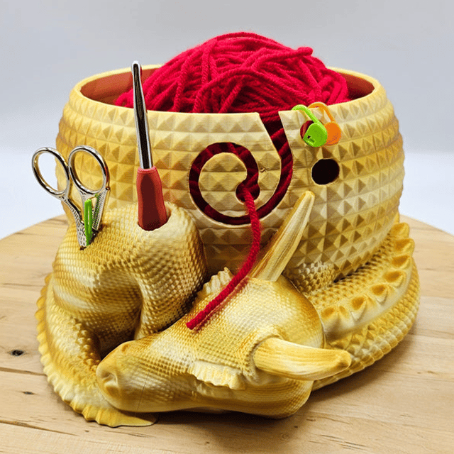 Large Fantasy Dragon and Egg Fantasy Bowl Knitting or Crochet Bowl- Buy two and get free shipping