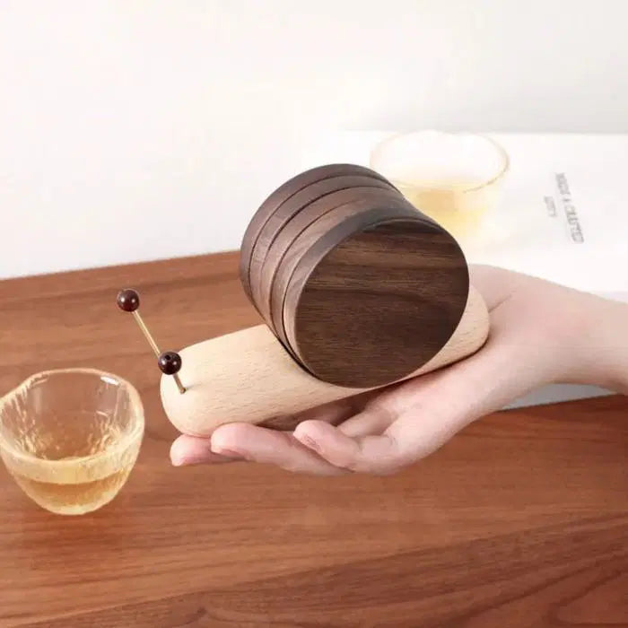 Wooden Snail Coaster Set