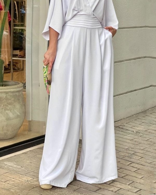 Solid Color V-Neck Elegant Jumpsuit(BUY 2 FREE SHIPPING)