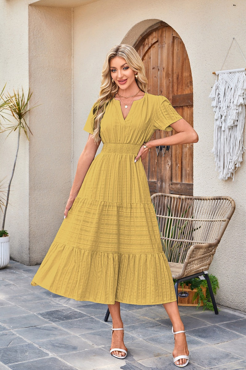 💕Women's Boho Chic Smocked Waist Maxi Dress