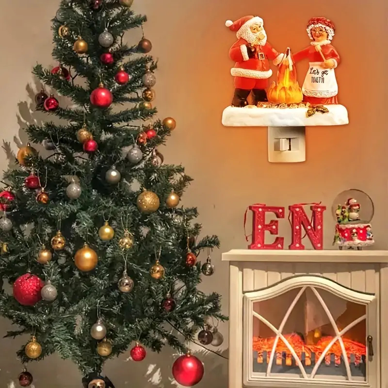 🎅🔥Christmas Santa and Mrs. Claus Campfire Nightlight