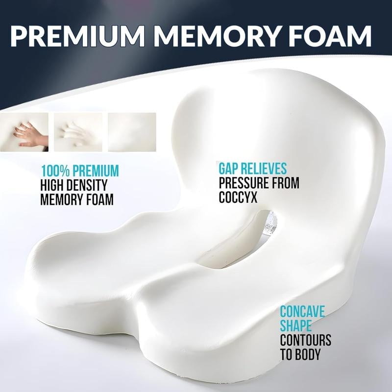 💺 Non-Slip Memory Foam Seat Cushion – Sciatica Relief, Breathable Mesh & Universal Fit 🪑