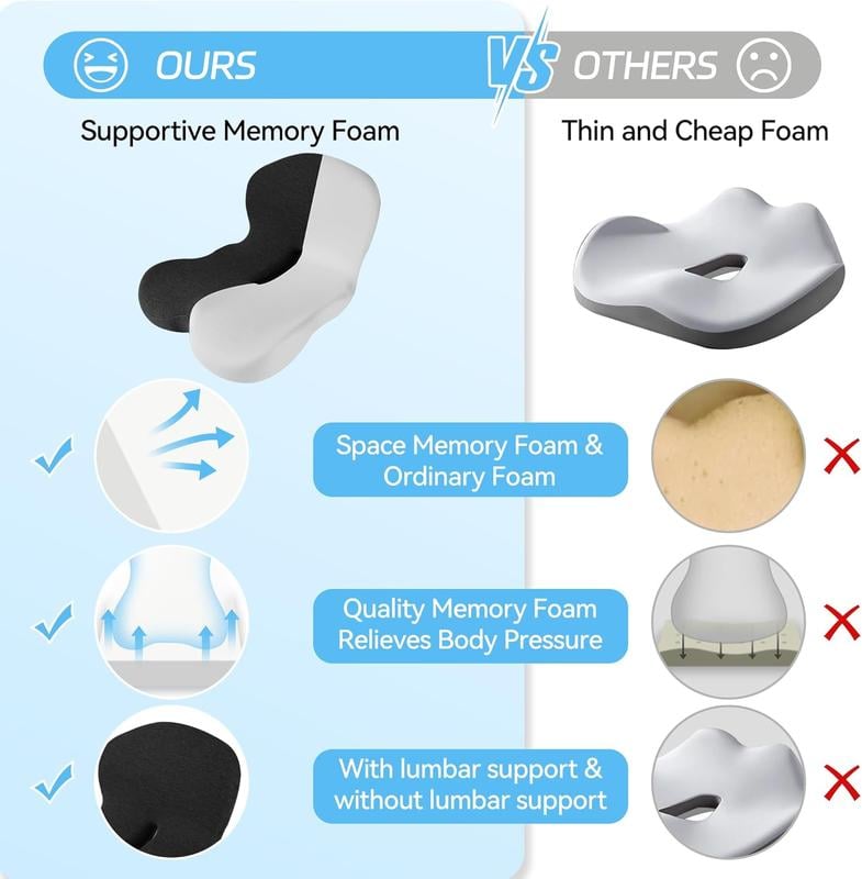 💺 Non-Slip Memory Foam Seat Cushion – Sciatica Relief, Breathable Mesh & Universal Fit 🪑