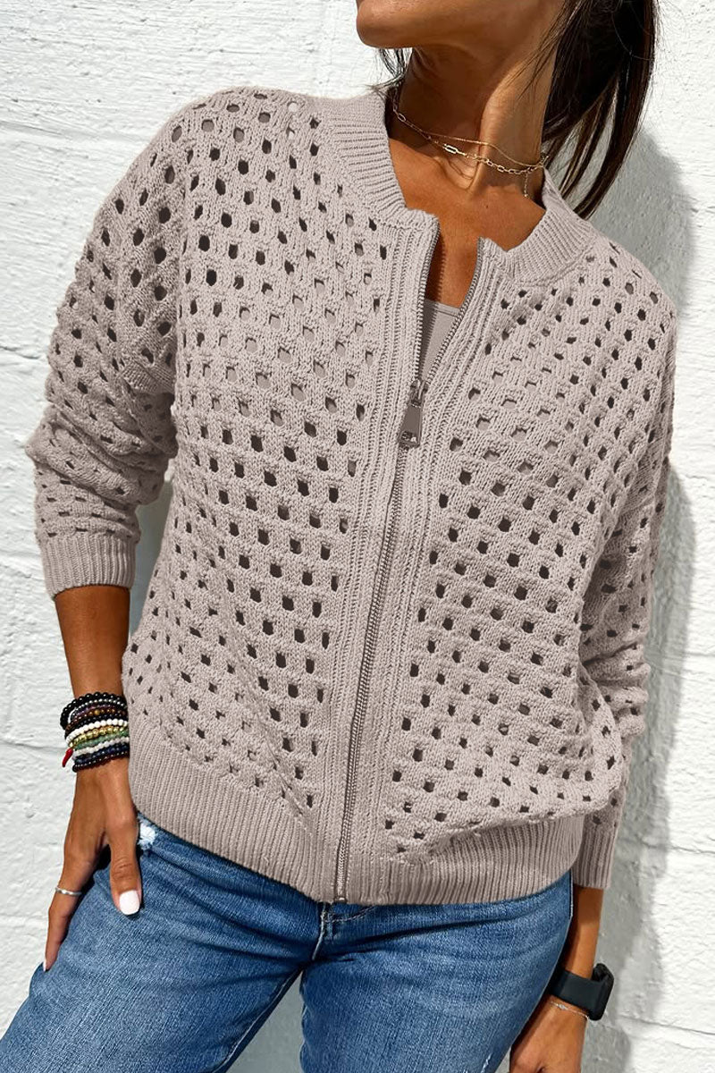 ✨Women's Hollow Knit Zipper Jacket